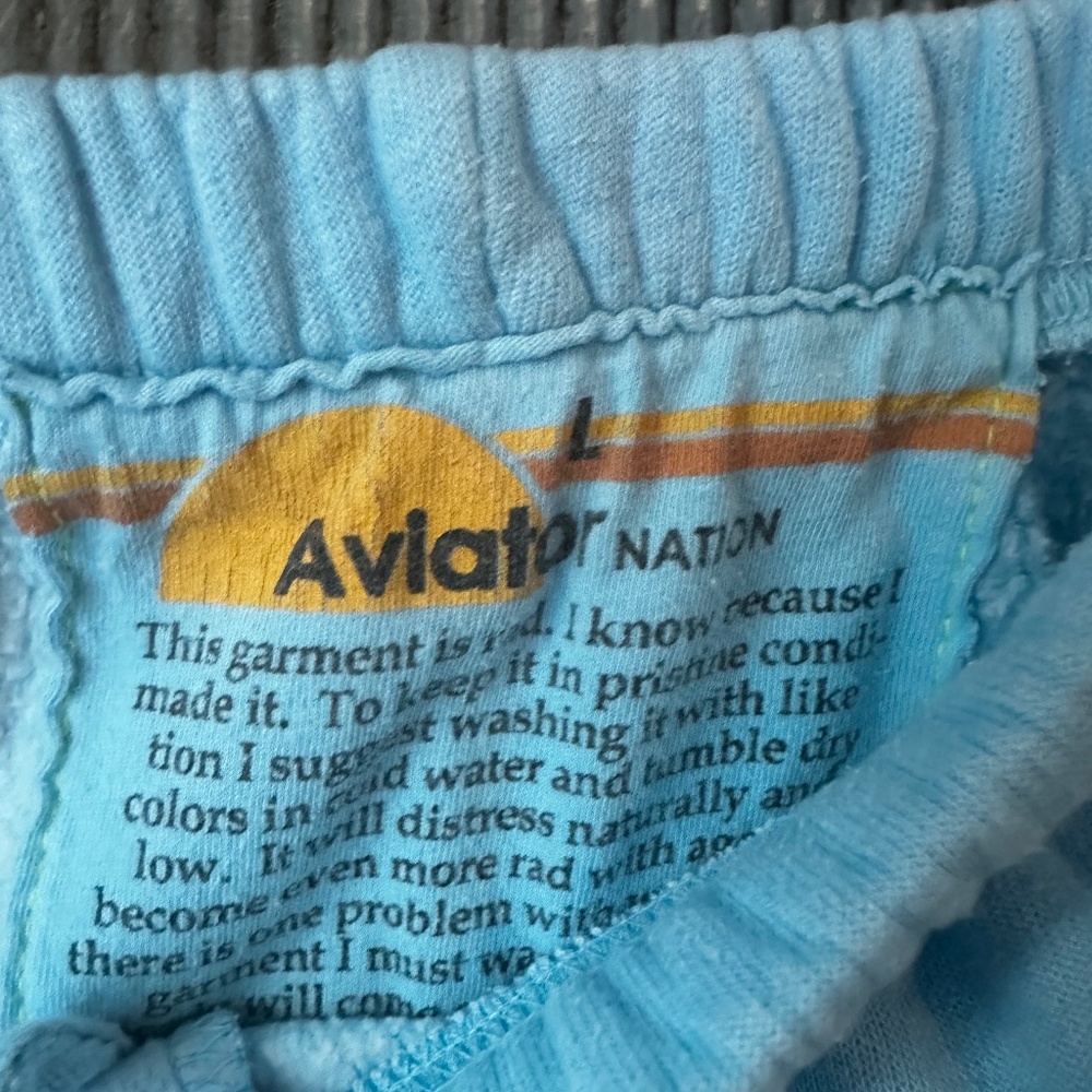Aviator Nation Palm Tree Festival Dana Point Sweat Pants in Ocean Blue Size L - Picture 8 of 11
